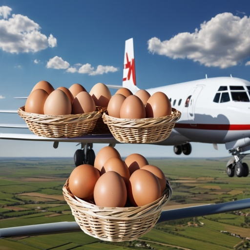 egg baskets on a plane